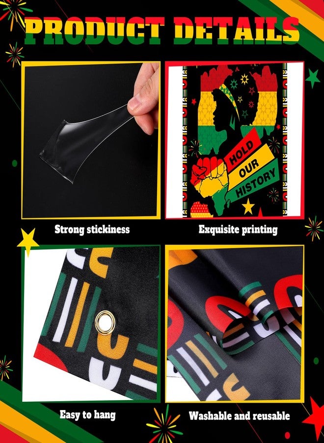 Mindsoft مجموعة Mindsoft من 3 قطع لأغطية أبواب شهر التاريخ الأسود، زينة مهرجان الأمريكيين الأفارقة، لافتة باب تاريخية سوداء، خلفية للفصول الدراسية والمكاتب والمدارس والأماكن الخارجية - Image 2